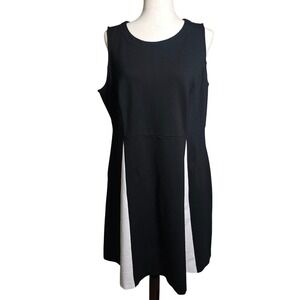 J Jill Siriano Collab Black & White Fit Flare Tank Dress Viscose Rayon Spdx  L